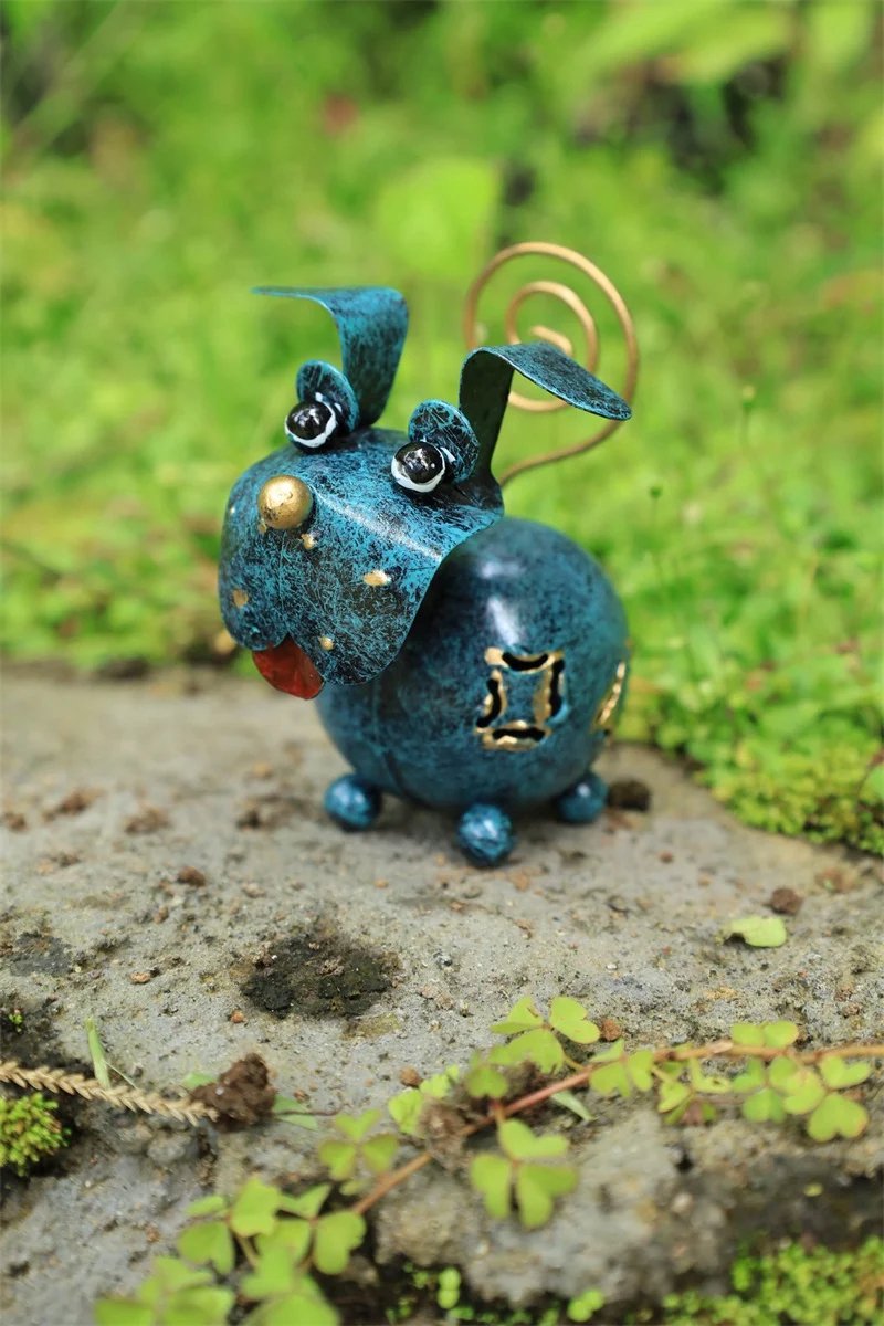 Metalen hond Bo turquoise