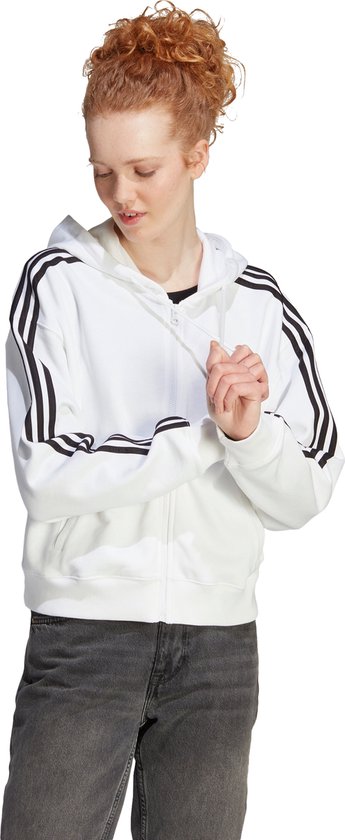 adidas Sportswear Essentials 3-Stripes French Terry Bomber Ritshoodie - Dames - Wit- 2XS