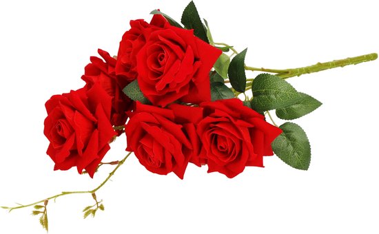 Springos Bouquet artificiel - Bouquet décoratif - Décoratif - Roses - Décoratif - 6 Roses - 55 cm