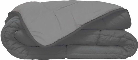 Wasbaar dekbed met vaste hoes - 140x200 - Donker grijs / Zilver grijs