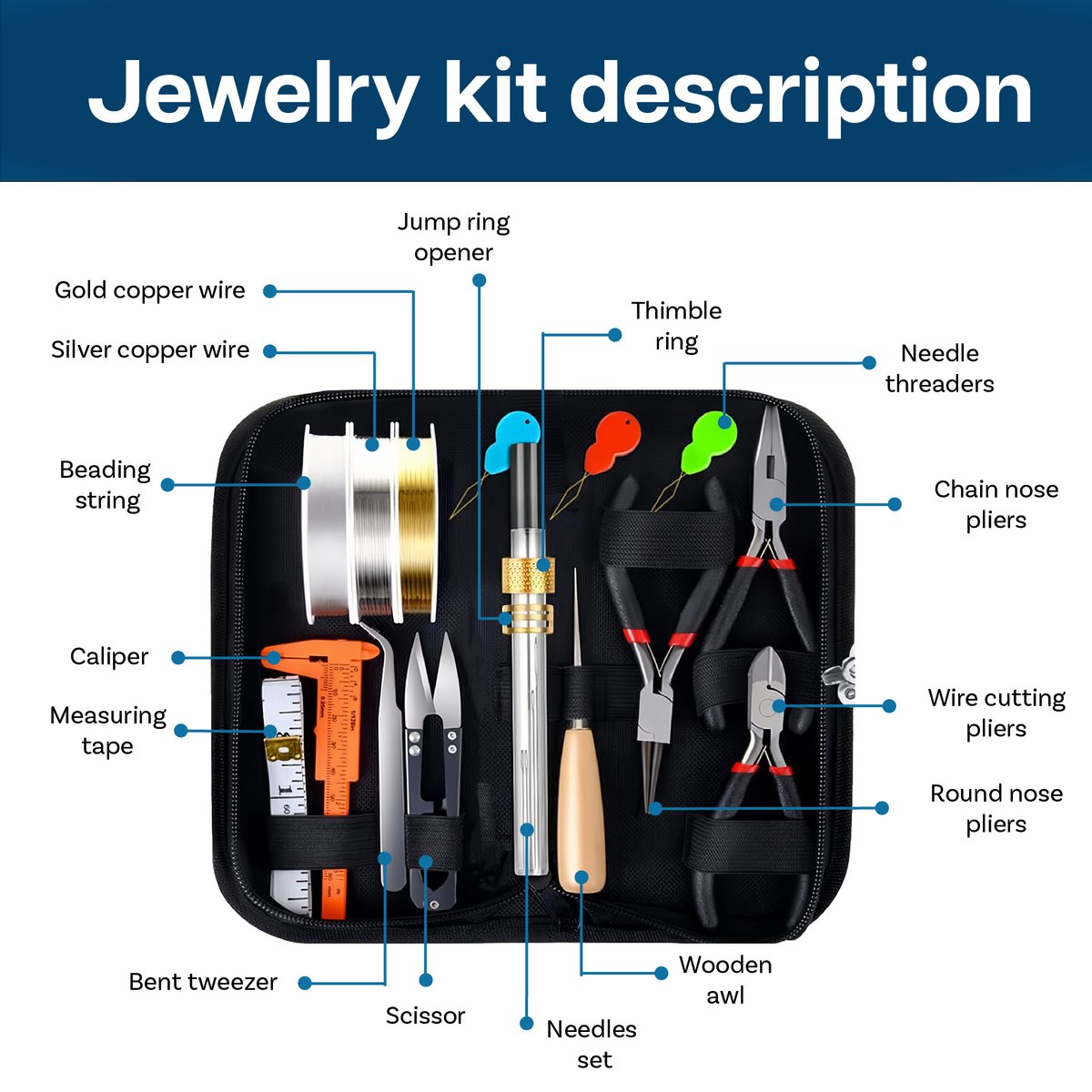 MMOBIEL Sieraden Reparatie Set – Gereedschap Sieraden voor Reparaties en Maken van Oorbellen, Armbanden, Kettingen en meer - 845 Stuks – incl. Sieraden Tangen, Draad en Sieraden Benodigdheden - Zilver — cadeau in Hobby - foto 2