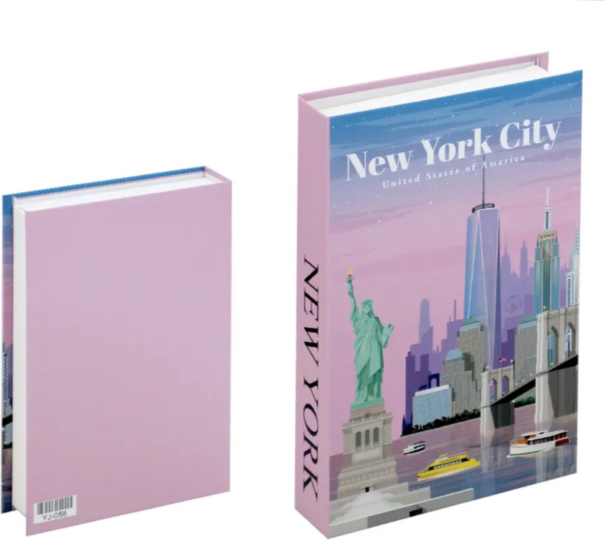 Opberg boek - New York - Paars - Opbergbox - Opbergdoos - Decoratie woonkamer - Boeken - Nep boek - Opbergboek