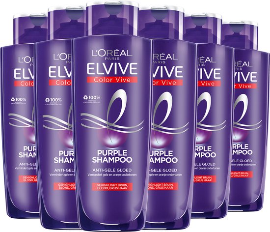 L'Oréal Paris Elvive Color Vive - Purple Zilvershampoo 200ml - Voor Blond & Grijs Haar - 6 stuks voordeelverpakking - L’Oréal Paris