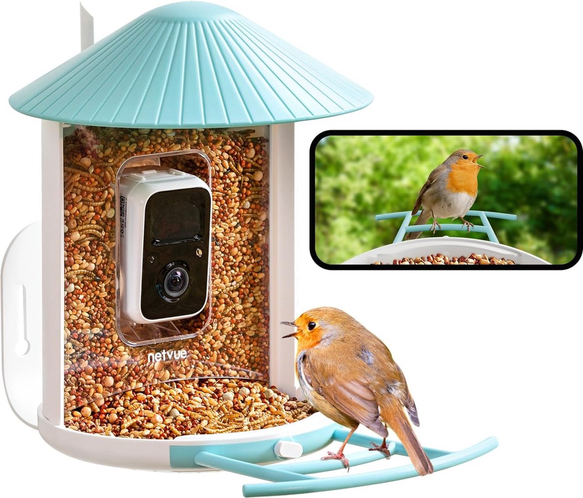NETVUE by Birdfy Vogelvoederhuis met camera, vogelvoederstation met camera voor wilde vogels, vogelvoederhuis met video-opname, full colour nachtzicht, wifi-camera, smart vogelvoederautomaat NETVUE by Birdfy Vogelvoederhuis met camera, vogelvoederstation met camera voor wilde vogels, vogelvoederhuis met video-opname, full colour nachtzicht, wifi-camera, smart vogelvoederautomaat