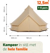 CanvasCamp Sibley 400 Traveller Poly - Katoen Bell Tent - Tipitenten - Tent voor 1 tot 5 personen - 400x400x250 (LxBxH) - Glamping Tent, Festival Tent - Waterdicht, muggengaas bij de ramen en deuren