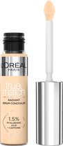 L'Oréal Paris True Match Radiant Serum Concealer - geschikt voor de gevoelige huid - verrijkt met 1,5% hyaluronzuur en cafeïne voor hydratatie en verfrissing - medium dekking - stralende finish - verzorgt als een oogserum - 4N - 11 ml