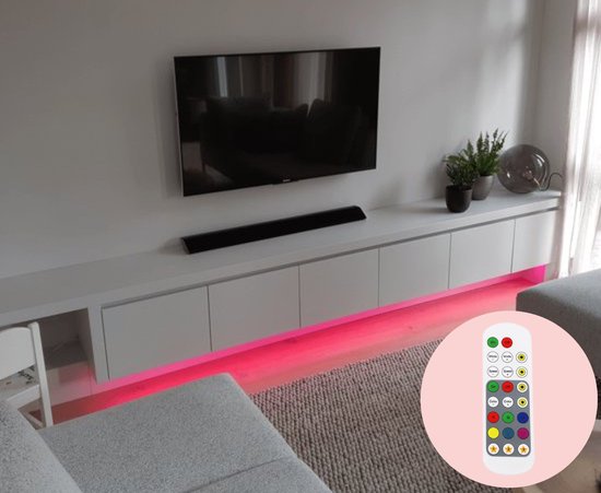 TV kastverlichting - RGBW led strip set - 2 meter - TV meubel verlichting - Onderbouwverlichting - Met afstandsbediening - Multicolor