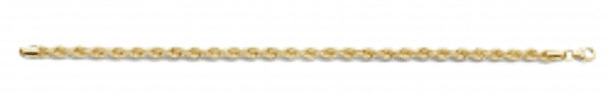 Fjory Armband Kabel met een buis in 14 karaat geel goud en een volle kern in zilver 925 - 4 mm diameter en 21 cm lengte 14 Karaat Goud 21