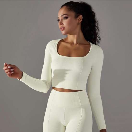 April Breeze Gym Set - Taille S - Crème - 3 pièces - Ensemble Fitness - Leggings Fitness - Ensemble vêtements de sport - Leggings de sport - Vêtements de yoga - Ensemble yoga - Leggings yoga