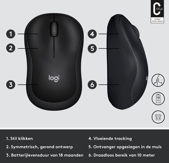 Logitech M220 Silent - Draadloze Muis - Grijs
