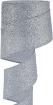 Decoratielint Zilver Glitter - 3 meter - Zilver Lint op rol - Ribbon - 6 cm breed - Hobby - Band