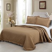 Bastix - Sprei, 240 x 260 cm, bruin, bedsprei, 3-delig, kristalfluweel, dekbed, omkeerbaar design, dekbed, gewatteerde deken, zacht en comfortabel, bankovertrek voor bed met 2 kussenslopen 80 x