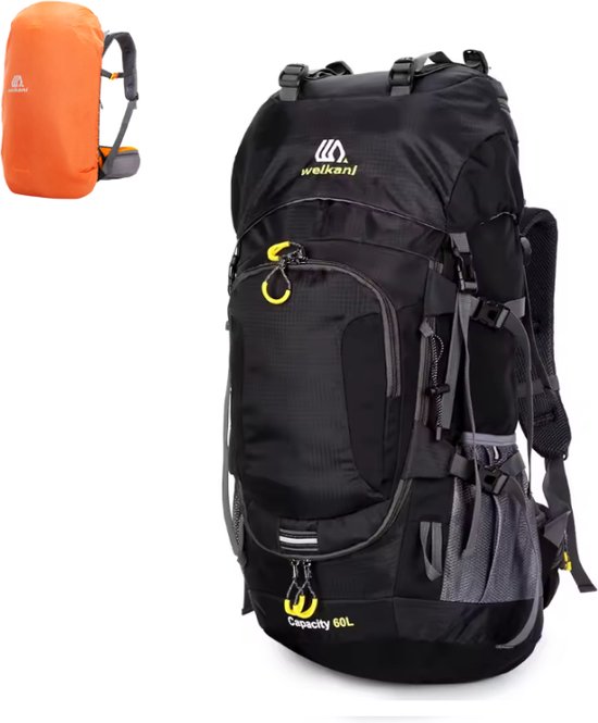CarryQuest® - 60L - Wandelrugzak - Rugzak - Backpacks - Backpack - Outdoor - Wandelen - Kamperen - Bergbeklimmen - Trekking - Zwart - Waterbestendig - Duurzaam - Polyester - Backpack Organizer