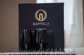 Cappella (set van 2 - Zwart) - Roestvrijstalen wijnglas | Wijnglas als cadeau | Geïsoleerde wijnbeker van 350 ml met deksel | Feestelijke koffiemok, koffiebeker, theebeker, theeglas