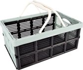 Multifunctioneel Vouwkrat met Hengsel 40 Liter - Groen/Zwart - Ideaal Opslagbakje voor Kamperen, Klussen & Boodschappen - 50x34x24cm