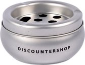 Discountershop Stijlvolle Aluminium Terrasasbak voor Buiten - Zilveren Metaal - Perforatie Deksel - Handige Tafelaccessoire - 10cm Diameter