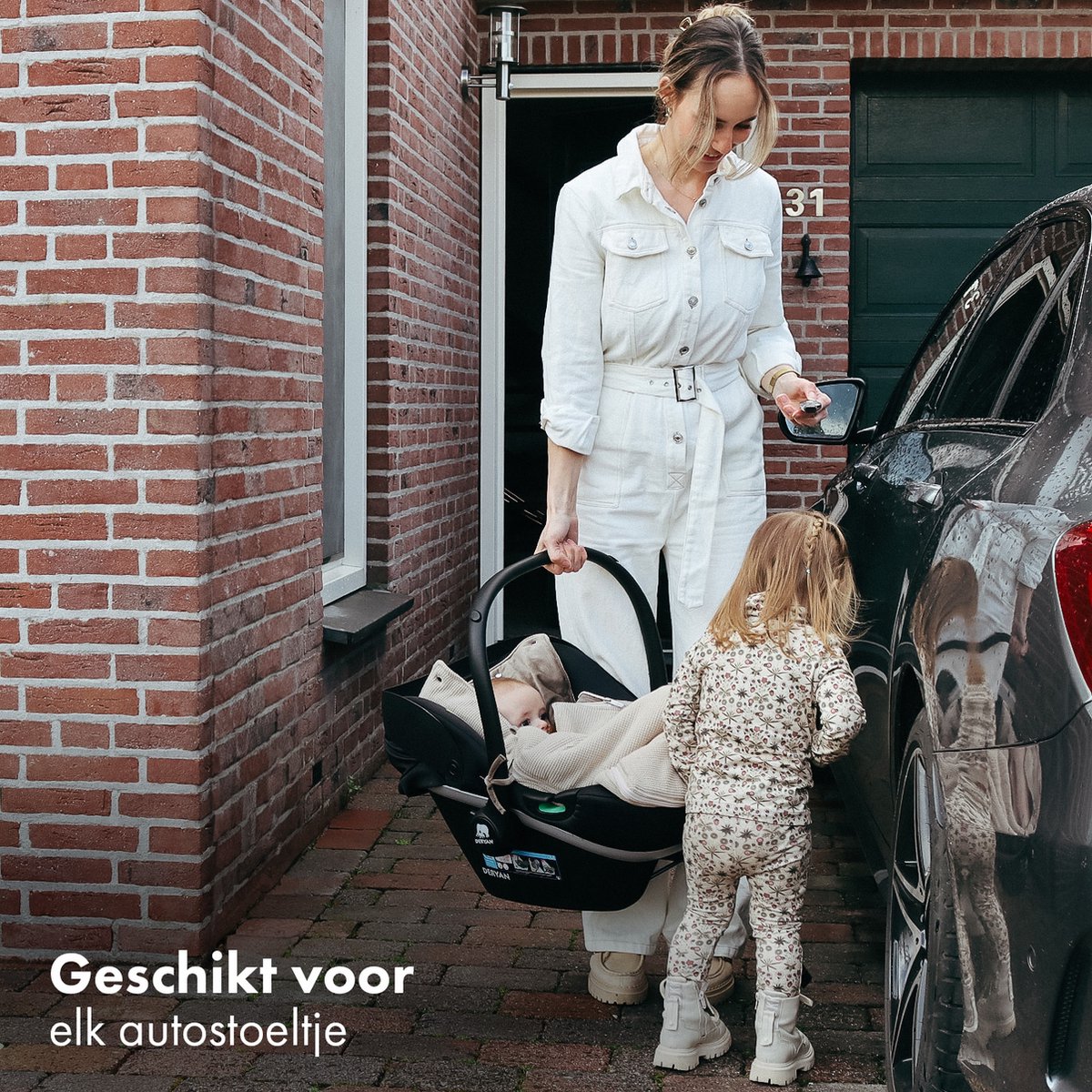 Deryan - Voetenzak voor Autostoel & Kinderwagen - Footmuff Maxi Cosi, Kinderwagen of Autostoel - Nougat – foto 5