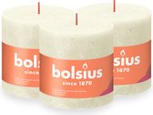 3 bougies pilier rustique ivoire Bolsius 100/100 (62 heures) Eco Shine Soft Pearl