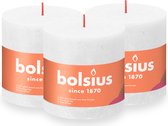 Bolsius - Rustieke Kaars - 3 Stuks - Wit - 10cm - 62 Branduren