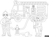 Matta Kids - Brandweer helden - Herbruikbare Kleurplaat en Veegplacemat