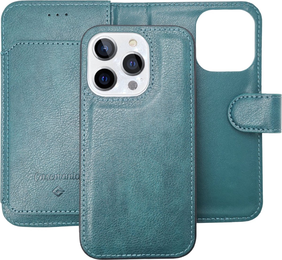 Casemania - iPhone 15 Pro Max - 2 in 1 - Bookcase incl. Pasjeshouder - Groen