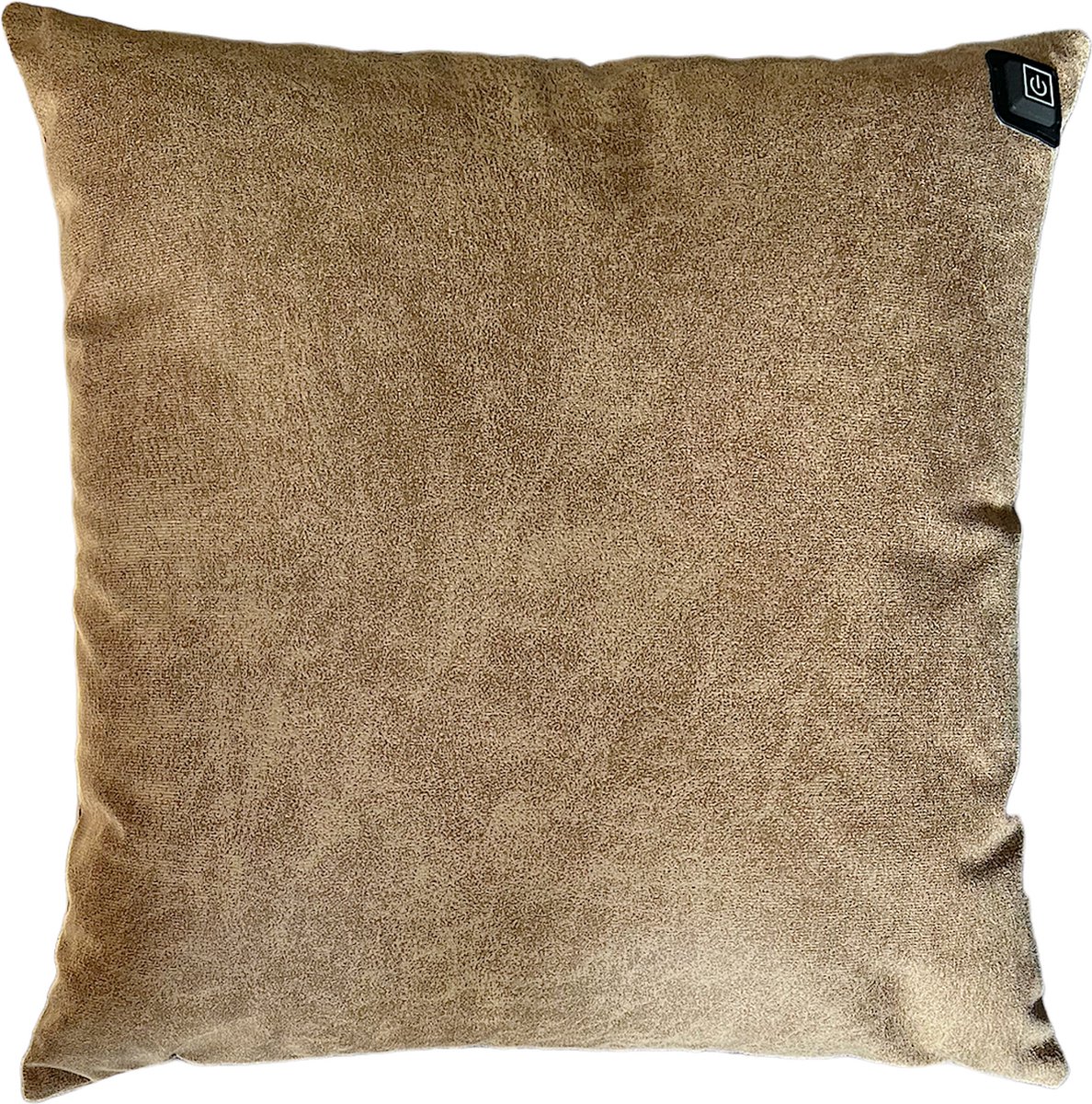 Warmpi Draadloos Warmtekussen incl. Powerbank (10.000mah) Walnoot Leatherlook Bruin Het elektrisch verwarmde kussen heeft ook kabel van 3m voor opwarming via stopcontact of USB Poort 3 warmtestanden 45x45 cm Leather look & feel