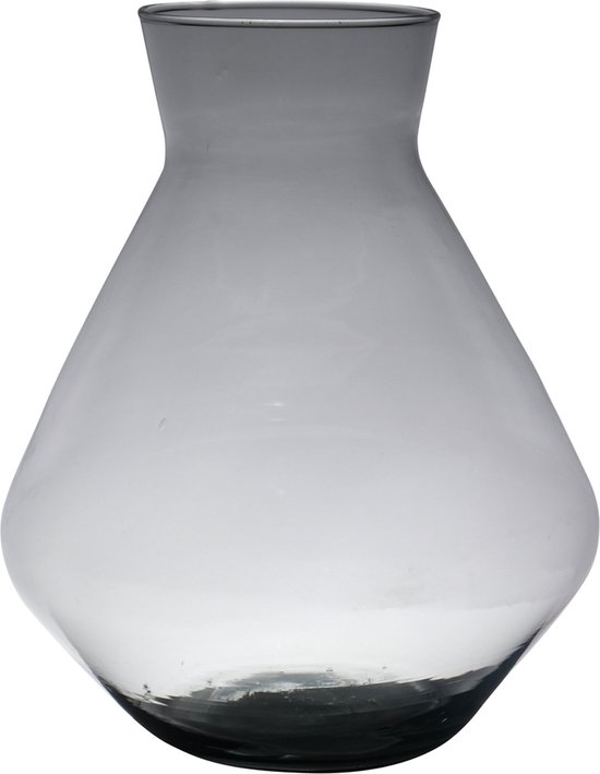 Hakbijl Glass Bloemenvaas Alexandra - transparant zwart - eco glas - D19 x H25 cm - smoke glas