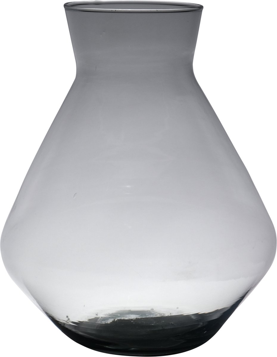 Hakbijl Glass Bloemenvaas Alexandra - transparant zwart - eco glas - 19 x 25 cm - smoke glas