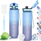 Drinkfles 1 liter, lekvrije waterfles, BPA-vrije waterfles, anti-scheur- en duurzame drinkfles, waterfles met motiverende quote voor dagelijks gebruik, fitness