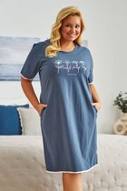 Docteur Nap Chemise de Nuit en Coton Dames | Manche courte | Chemise de nuit | Bleu Blue TB.5366 44 / XXL