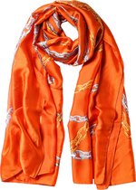Nouka Echarpe Femme Multicolore Oranje - Imprimé Lien Unique - Echarpe Fine & Légère - Toucher Soie - Châle Aéré - Printemps/Eté - 90 x 180 cm