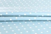 Bastix - Afwasbaar tafelzeil, tuintafelkleed in linnenlook, met kleine stippen, eendenei, blauw