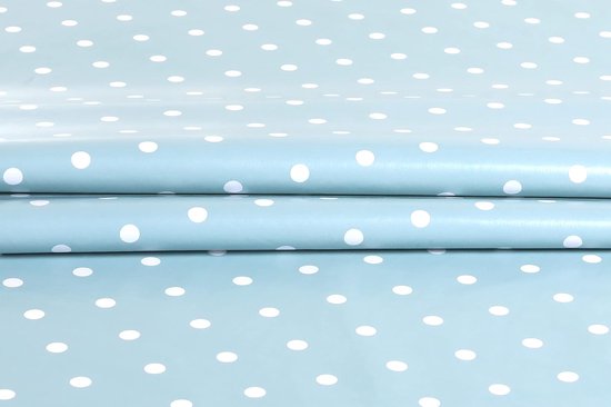 Bastix - Afwasbaar tafelzeil, tuintafelkleed in linnenlook, met kleine stippen, eendenei, blauw