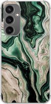 Casimoda® hoesje - Geschikt voor Samsung Galaxy S23 FE - Groen marmer / Marble - Shockproof case - Extra sterk - TPU/polycarbonaat - Groen, Transparant