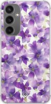 Casimoda® hoesje - Geschikt voor Samsung Galaxy S23 FE - Floral Violet - Shockproof case - Extra sterk - TPU/polycarbonaat - Paars, Transparant