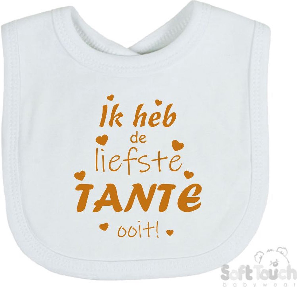Goedkoopste Soft Touch Slabber Slabbetje Slab Ik heb de liefste TANTE ooit! Unisex Katoen Wit/tan Maat 33x22 Cm