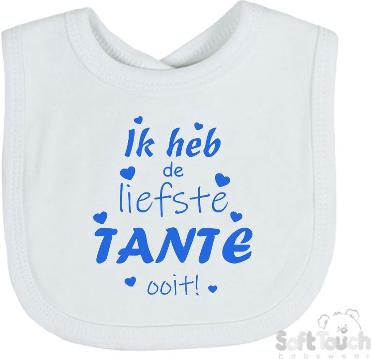 Goedkoopste Soft Touch Slabber Slabbetje Slab Ik heb de liefste TANTE ooit! Unisex Katoen Wit/blauw Maat 33x22 Cm