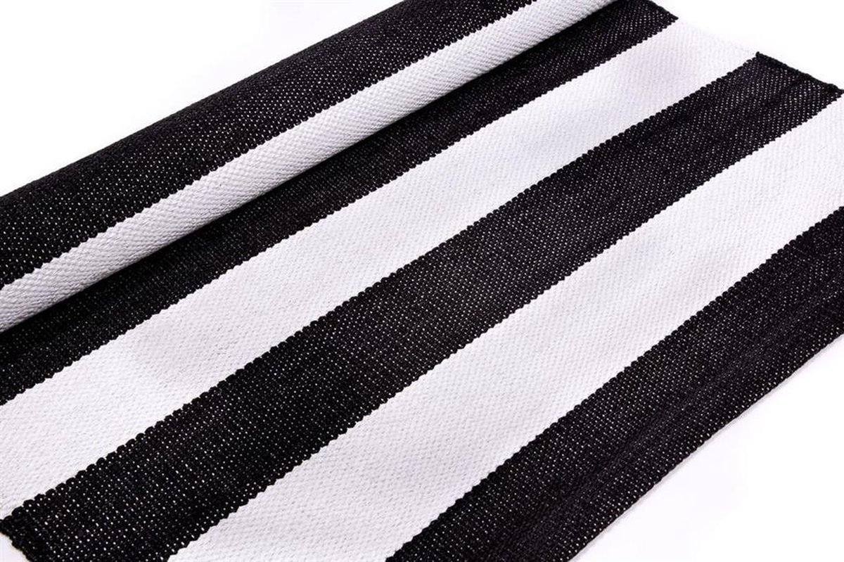 Buitenvloerkleed Zwart Wit Strepen