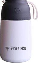 VESTA ECO - Thermos Lunchbox, Voedselcontainer, Thermosbeker, Voedseldrager, warme en koude lunch/avondeten RVS - 730ml met lepel - Tot 12 uur warm en koud - Mat wit