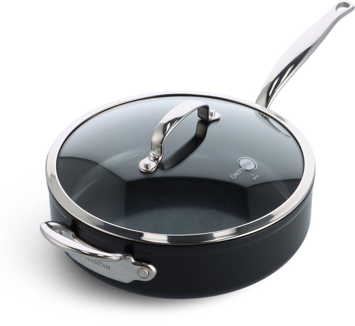 Greenpan Barcelona Keramische Hapjespan - 28 cm - met glazen deksel