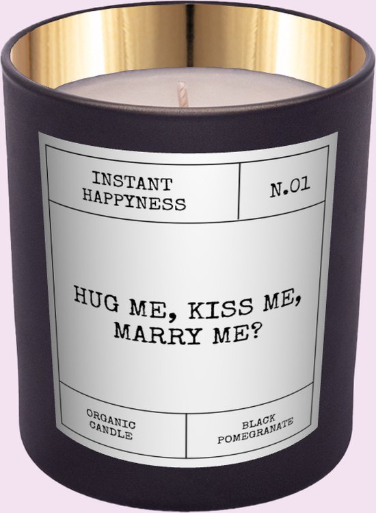Kaars met Etiket: Hug me, Kiss me, Marry me? - Origineel Huwelijksaanzoek Cadeau - makeyour.com - Premium Kaars - makeyour.com