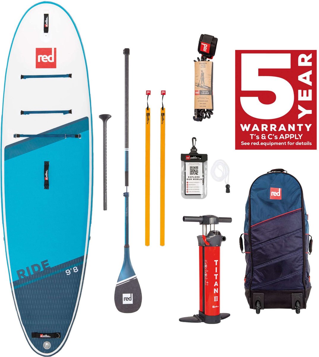 Red Paddle - Ride 9.8 - Cruiser tough paddle - leash- sup - package