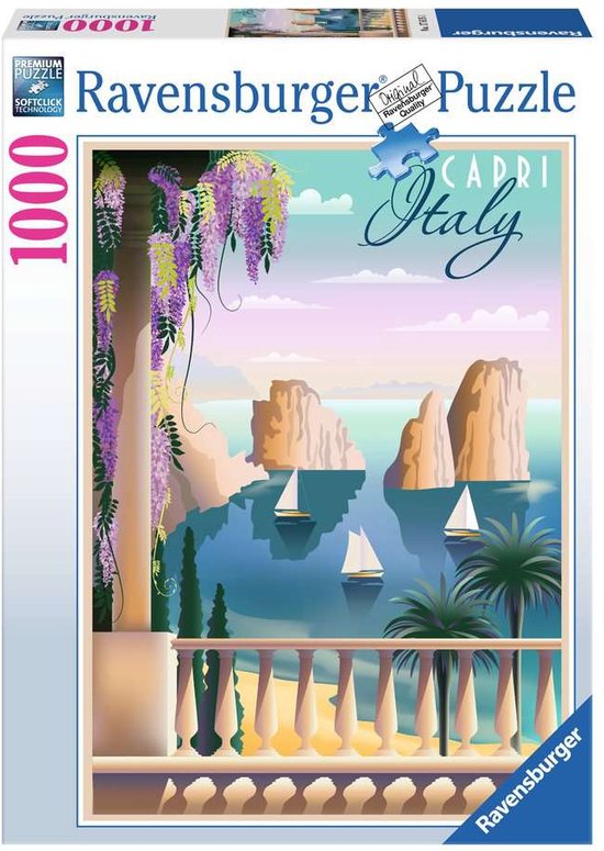 Foto: Ravensburger puzzel postcard from capri italy legpuzzel 1000 stukjes