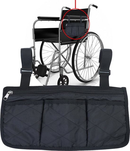 Rolstoel zijtas - Opbergtas - rolstoel lichtgewicht - rolstoeltas - Rolstoel Armsteun Opbergtas - Zeer Ruime Rolstoel Tas - Rollator Opbergtas - met 4 Opbergvakken