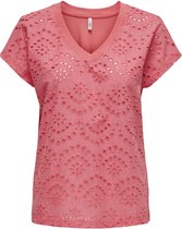 Only T-shirt Onllulu Life S/s V-neck Top Box Jrs 15324523 Coral Paradise/broderie Dames Maat - XL