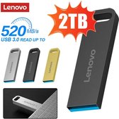 Flash USB 3.0 Lenovo 2 To - Clé Drive en métal haute vitesse - Portable et fiable - Disque Flash USB étanche pour un stockage sécurisé Argent