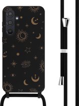 iMoshion Hoesje Geschikt voor Samsung Galaxy A55 Hoesje Met Koord - iMoshion Siliconen design hoesje met koord - Zwart / Sky Black