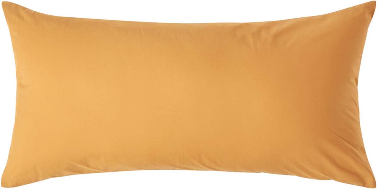 Homescapes Kussensloop 40x80 cm – Mosterdgeel – 100% Egyptisch Perkal Katoen – 200 TC