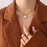 Lucardi - More Coins - Stalen gold plated ketting 100 cm