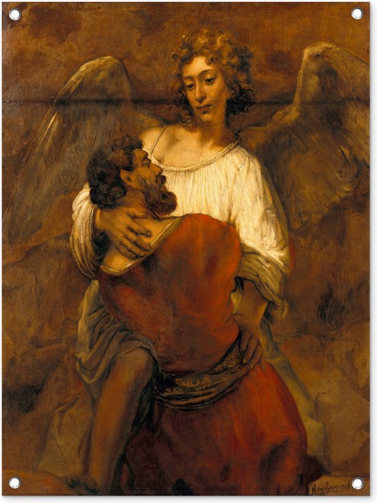 Jakob worstelend met een engel - Schilderij van Rembrandt van Rijn